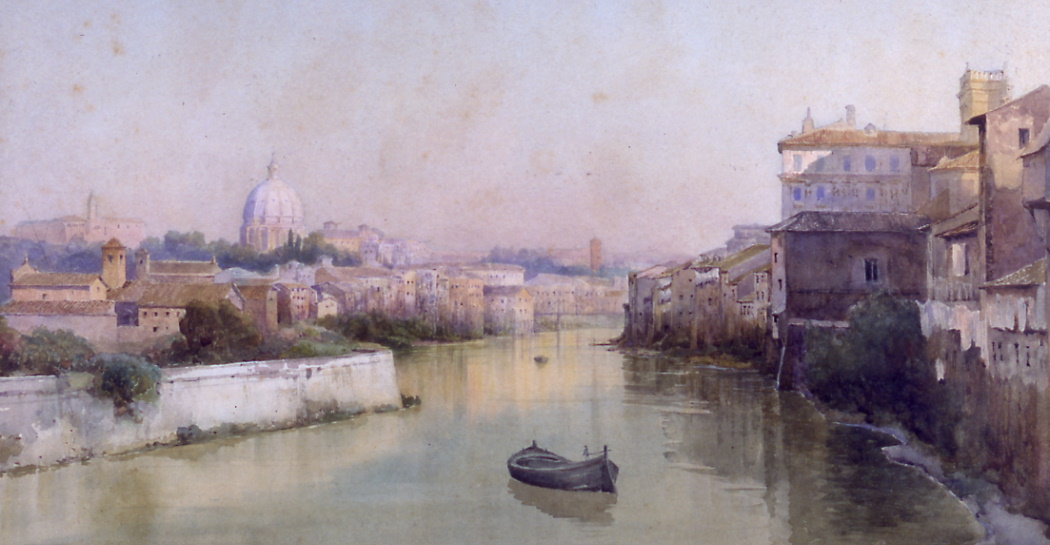 Ettore Roesler Franz, Dal Ponte Sisto - Veduta del Tevere verso ponente, 1880. Museo di Roma in Trastevere, inv. MR 78